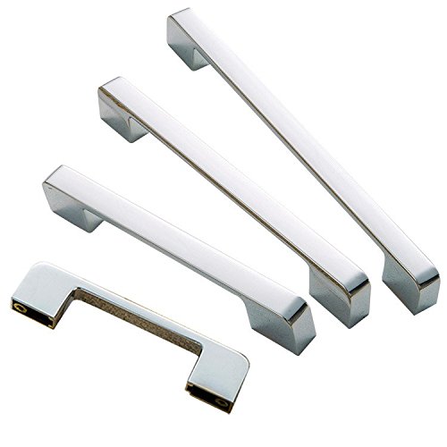 FBSHOP(TM) 2PCS Polished Chrome Cabinet Handle Square Bar Kitchen Door Knob Furniture Drawer Pull Furniture Handles