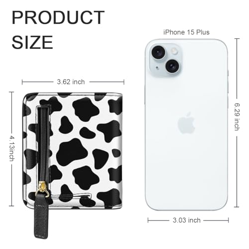 Image of Small Womens Wallet Thin Credit Card Holder Pocket Mini Purse | Compact Women Slim RFID Blocking Wallets Bifold Ladies Pocket Card Holders for Travel & Daily Use, Cow Print