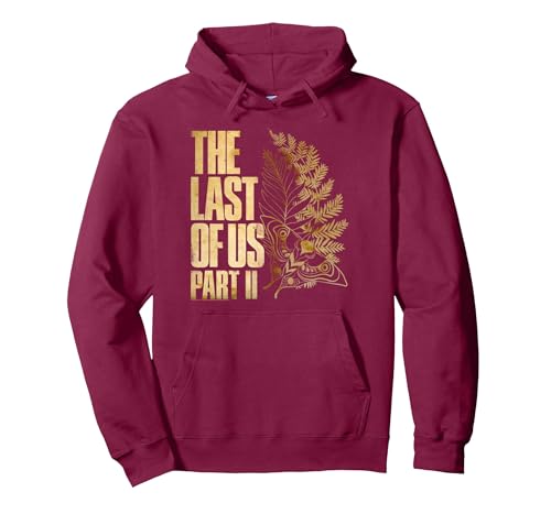Image of The Last of Us Part II Golden Moth and Leaves Video Game Pullover Hoodie, Adult Unisex, Burgundy, Medium