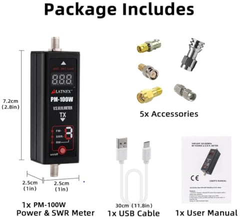 Image of LATNEX PM-100W Digital SWR Power Meter - 125-525MHz