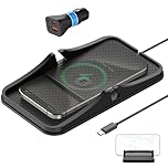 Wireless Car Charger Pad, REESTECQI Large Wireless Charging Pad for Car Non Slip Car Phone Holder with 40W Car Charger Compatible with iPhone 17 16 Pro Max 15 14 13 12, Samsung, Google (1 Meter Cable)