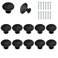 Parastar 12 Stück Schrankknöpfe,30 mm Runde Möbelknöpfe,Schrankknopf mit Schrauben,Schwarz Knöpfe für Schränke,Schicke Schubladen Knöpfe für Küche Schrank Schublade Kommode Türen Möbel