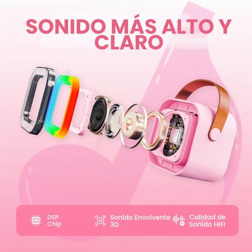Altavoz Bluetooth niños Ankuka con luces LED y micrófono inalámbrico rosa 2