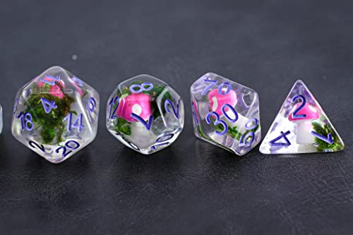 Mushroom Dnd Dice Set For Dungeons And Dragons, Gifts, D&D, D And D, Pathfinder, Accessories, D20, Polyhedral, Resin Dice, Metal, Dice Tray, Tower, Bag, Box #TOP7