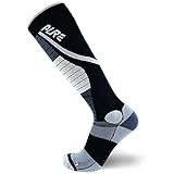 Pure Athlete Lifting Socks- Weightlifting Shin Guards, Deadlift Protector Compression Sock for Cross Training & Weightlift (Black/Grey, X-Large)
