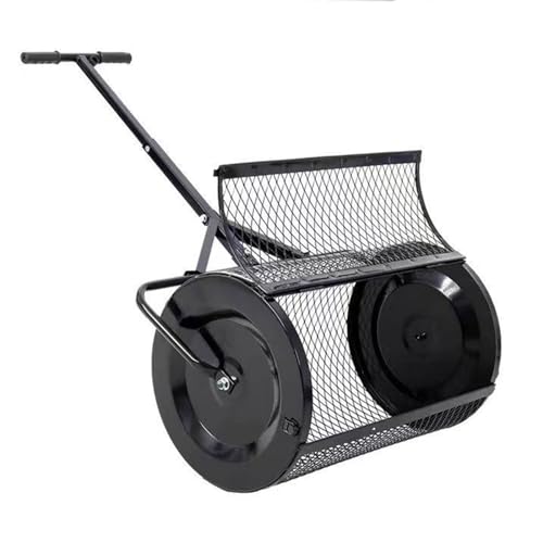 AHDFY éPandeur De Compost, Rouleau Gazon, Epandeur Engrais, 70l, éPandeur De Mousse De Tourbe, avec PoignéE Ergonomique en T, pour éPandre Fumier Terre VéGéTale Pelouse Jardin