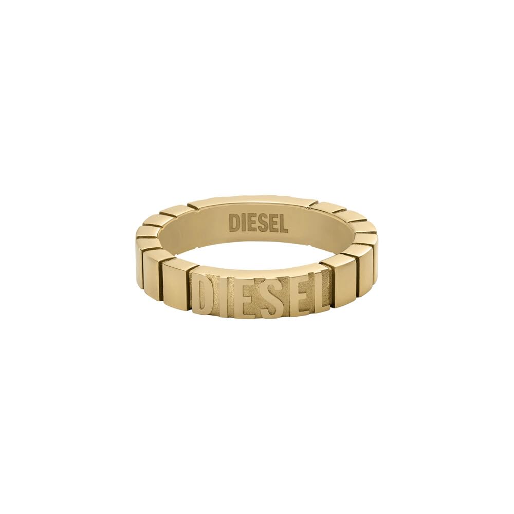 Diesel Men's Stainless Steel Band Rings, 9, Pale Gold tone