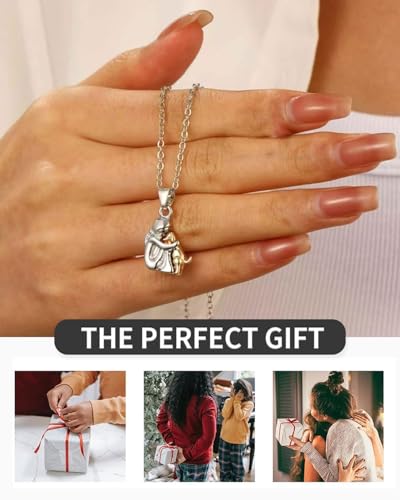 MYGLOAR Halskette, Mädchen und Hund Umarmungskette, 925 Sterling Silber Tier Halskette Anhänger, Geschenk für Mädchen, Tochter, Mutter, Freunde