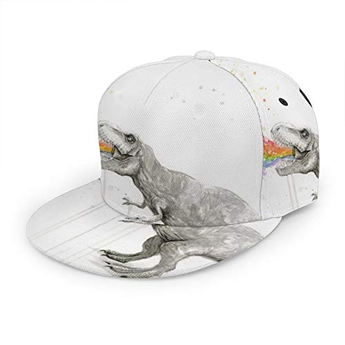 T Rex Dinosaur Puke Taste Rainbow Unisex Snapback Hat Classic Baseball Cap 3D Printing Flat Brim Ball Cap Stretch Hat #TOP2