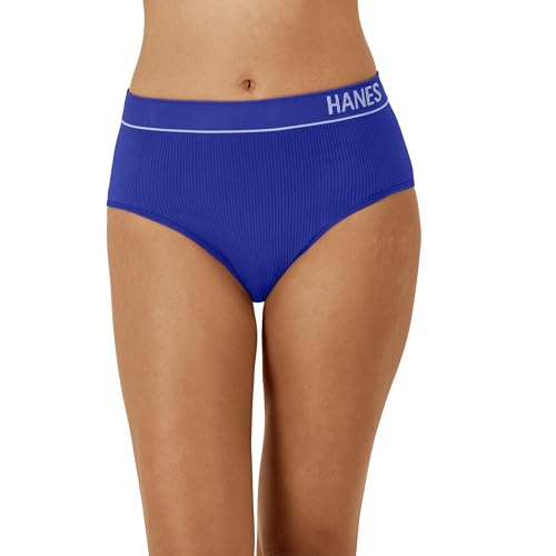 Image of Hanes Women's Originals Hi-leg Bikini Underwear, Seamless Rib Bikini, Assorted Colors, 6-pack