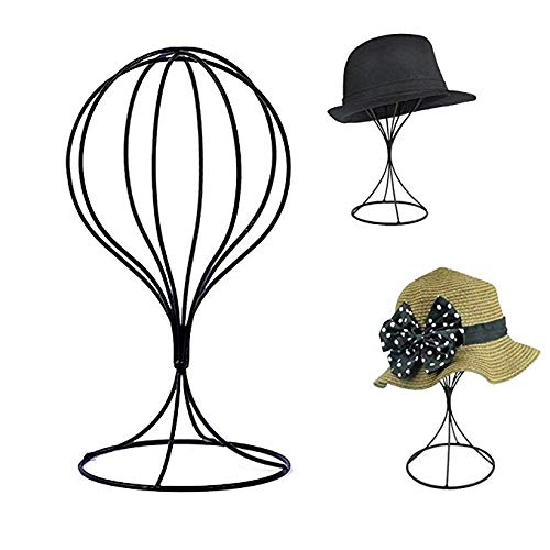 Mydio 2 Pieces Modern Metal Hat Stands Durable Stable Metal Hat Cap Rack Wigs Holder, Metal (Black) #TOP1