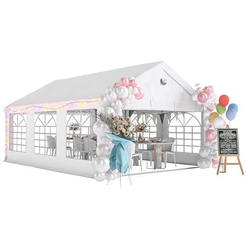 Outsunny 4 x 6 m Gazebo with sides, Outdoor Marquee Party Tent with 4 Removable Sidewalls for Wedding, Events, White