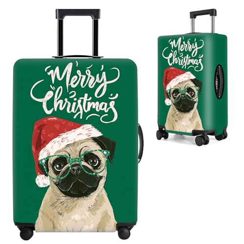 Image of Christmas Pug Luggage Cover, Washable Cute Dog Suitcase Cover, Animal Lover Suitcase Protector Anti-scratch Bag cover, M