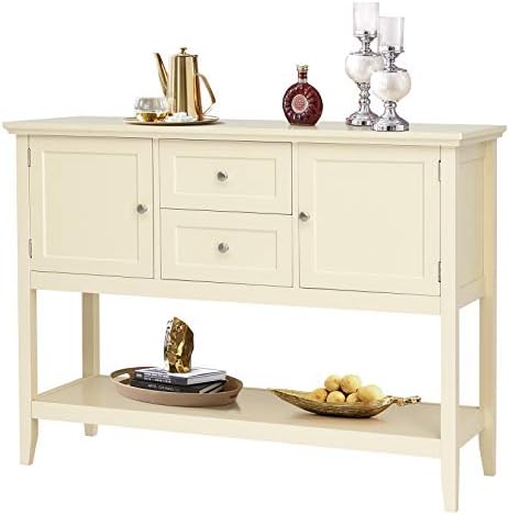 Giantex Buffet Sideboard, Wood Storage Cabinet, Console Table with Storage Shelf, 2 Drawers and Cabinets, Living Room Kitchen Dining Room Furniture, Wood Buffet Server (Beige)