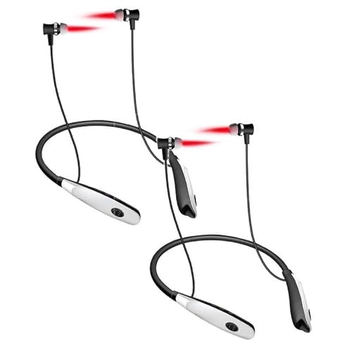 Irradiador de oídos para colgar en el cuello, dispositivo portátil terapia luz roja para el canal nasal y auditivo, recargable 650 nm, el irradiador oídos con luz roja reduce el tinnitus(2 pieces)