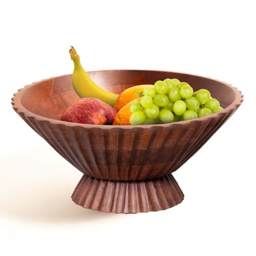 Folkulture Wooden Fruit Bowl for Kitchen Island | (11") Countertop