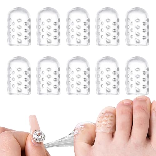 10Pcs Silicone Toe Protector,Gel Silicone Big Toe Protectors for Women Men Covers Caps Shoes for Ingrown Toenails Corns Blisters Calluses Anti-Friction Clear with Small Holes Breathable Comfortable