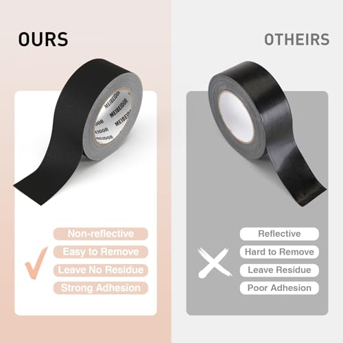 Image of Gaffers Tape 4 Pack, Black Gaff Tape 2 Inches x 30 Yards Heavy Duty, Matte Gaff Stage Non-Reflective No Residue Waterproof, Gaffing Gaf for Photography Filming