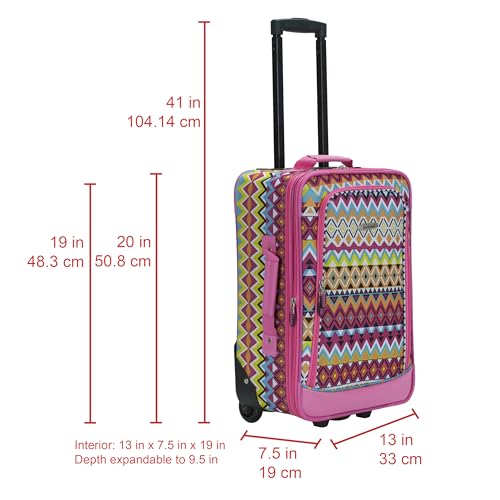 Image of Rockland Fashion Softside Upright Luggage Set, Tribal, 2-Piece (14 /19)