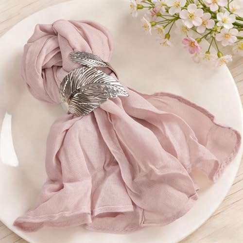 Image of MLMC 24 Pack Pink Cheesecloth Napkins Boho Rustic Gauze Light Pink Cloth Napkins Washable 21 inchx21 inch for Wedding Bridal Shower Birthday Anniversary Dinner Decor