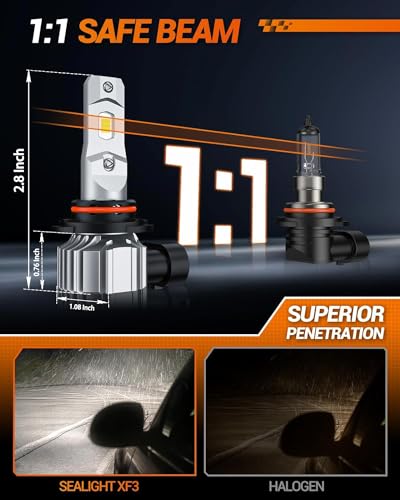 Image of SEALIGHT 9006 /HB4 LED Bulbs, HB4 Fog Light Bulb, 18000LM 800% Super Brightness, 6500K Cool White, 360 Adjustable Ring LED Fog Lights for Car, 60000 Hours Lifespan, Pack of 2