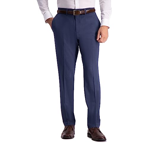 Kenneth Cole Reaction Men's Solid Performance Slim Fit Dress Pant, Blue Heather, 40W x 32L