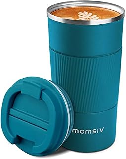 Aolieh Travel Mug, Insulated Coffee Cup,Double Walled Travel Mug Vacuum Insulation Stainless Steel with Leakproof Lid Eco-Friendly Reusable Cup for Coffee,Tea and Beer(Black-380ML)
