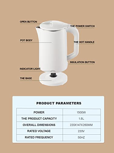 Bouilloire électrique 1500W au design soigné et chauffe-thé efficace - 6