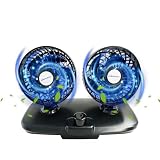 Enerfero 8 pulgadas ventilador auto 12V-24V, mini ventilador silencioso,vendilador para coches,camiones y furgonetas (2Negro, 12V)