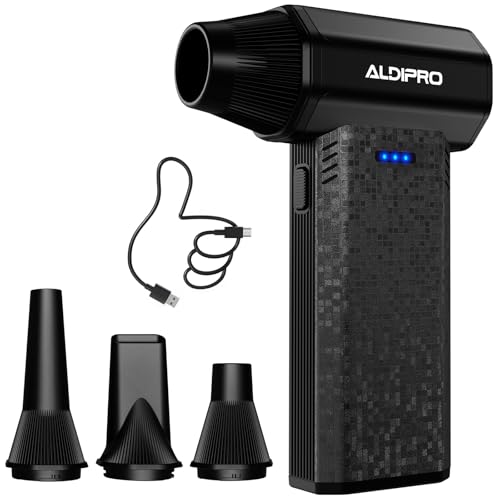 ALDIPRO Brushless Compressed Air Duster - 110000RPM Electric Air Duster Rechargeable 3-Speed Small Blower & PC Cleaning Kit for Computer Keyboard Car and House