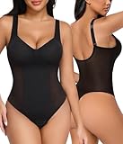 Niwicee Body Contenitivo Modellante Donna Shapewear Bodysuit Pancia Piatta Guaina Contenitiva Perizoma Intimo Snellente Shaper Shaping Sexy Mesh Fajas Spallino Regolabile (Nero, L)