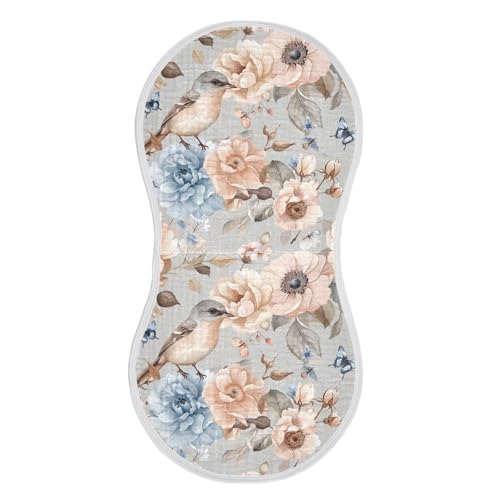 xigua Watercolor Birds Baby Burp Cloths for Newborn Boys and Girls 1 Pack, Soft & Absorbent Cotton Baby Burp Cloth, Baby Washcloths, Newborn Towel, Burp Rags