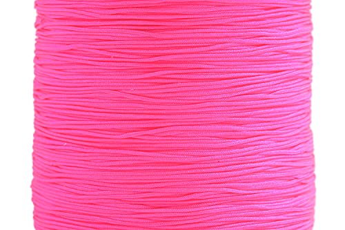 KONMAY 1 Roll 150yd Nylon Bracelet Making String,Braided 0.4mm Nylon Shamballa Macramé/Beading Cord,Chinese Knotting Cord, Kumihimo Beading String, Neon Rose F106