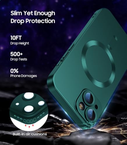 Image of DIZORO Magnetic Case for iPhone 13 / iPhone 14 Cover [Compatible with MagSafe][Built-in Camera Lens Protector] Slim Soft Silicone Bumper Shockproof Metallic Luster Back Cover Phone Cases (Cosmos)