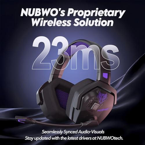 NUBWO G06 Cuffie Gaming Wireless per PC/Ps5/Ps4/NS/Mobile, 2,4GHz+5.3 Bluetooth,Cuffie Wireless con Microfono 7.1 Qualità Audio Senza Perdita di Bassa Latenza, Durata di Oltre 100+ Ore -Viola