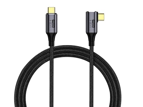PremiumCord USB4™ Typ C Verbindungskabel, Thunderbolt 3, 8K@60Hz, Datenkabel UltraSpeed bis zu 40Gbit/s, Gebogener USB Typ C Stecker, Schnellladung bis zu 240W, Farbe, Länge 0,8m