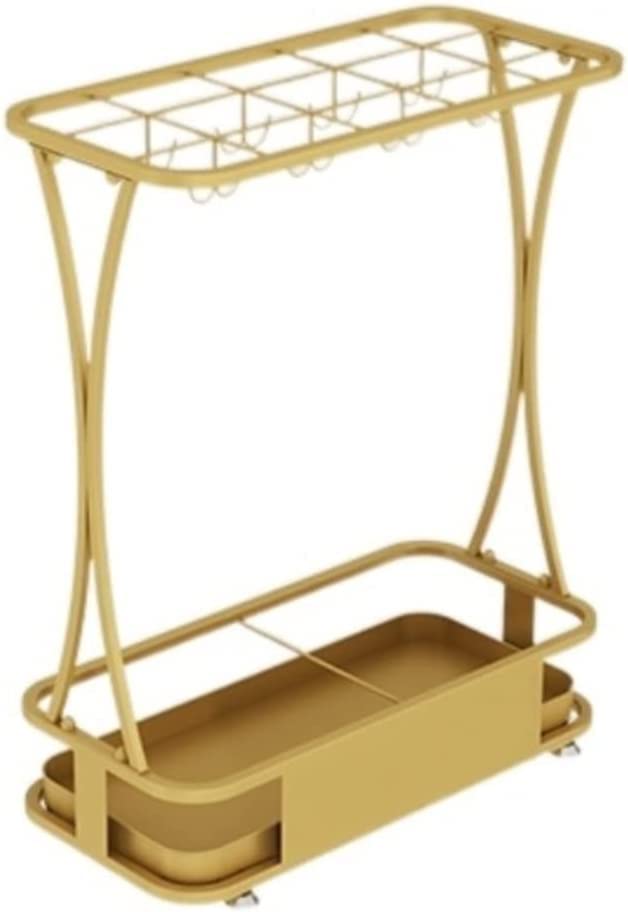 Porte-parapluie en fer doré 50x24x60 cm pour rangement parapluie intérieur