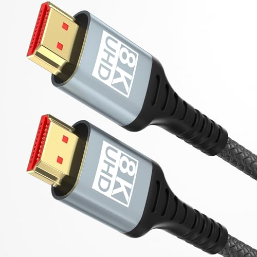 woednx Cable HDMI 2Mètres 10K 8K,Câble HDMI 2.1 Ultra Haute Vitesse 10K 8K@60Hz 4K@120Hz 7680P...