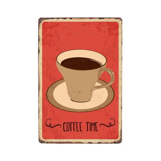 ABCDEFG - 4 letreros de metal para café, cafeterías, cafeterías, bares, pub, pósteres decorativos divertidos, retro, decoración de pared para el hogar, la cocina y el jardín