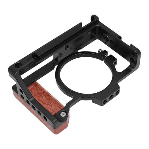 Image of Aluminum Camera Cage Stabilizer - Wood Handle with 3 /8in 1 /4in Threaded Holes for ZV-1 II ZV-1F