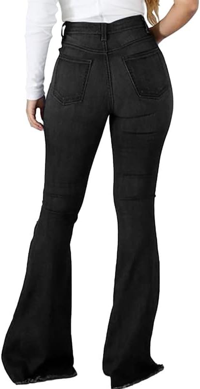 Vintage Bell Bottoms Flare Jeans for Women 90s High Waist Ripped Distressed Wide Leg High Rise Denim Pants - Image 2
