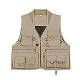 HLMJ Fischen-Gerät-Jacke Im Freien Anglerjacke Jacken Männer Frauen Fotograf Jacke Schwarz Khaki (Color : Khaki, Size : XXL.)