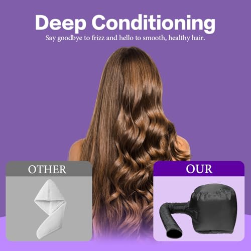 Hooded Hair Dryer Bonnet - Fast-Drying Bonnet Hair Dryer for Natural Hair, Deep Conditioning, Styling, & Curl Enhancing - Adjustable Fit, Heat Distribution, Portable & Lightweight for Travel（Black） - Thumbnail 4