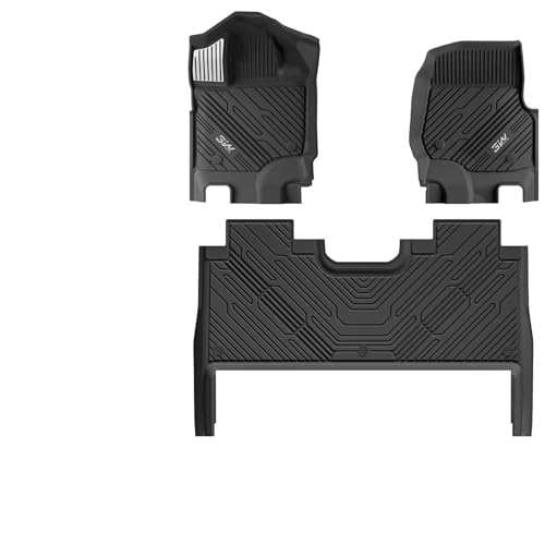 3W Floor Mats (with Metal Pedals) Fit for Ford F-150 2015-2026 & F150 Lightning 2022-2025 SuperCrew, TPE All Weather Car Mats Custom Fit Accessories (w/s Original fold Under-Seat Storage Box