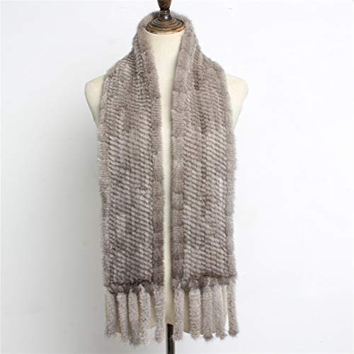 Arrive Les Vraies Femmes en Fourrure de Vison écharpe Lady Mode Tricoté Véritable Mink Echarpes Fourrure d'hiver Chaud Naturel Fourrure moufles (Couleur : Gris, Taille : One Size) Cover