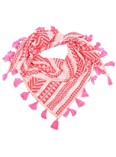 Preisvergleich Produktbild Zwillingsherz Dreieckstuch mit Baumwolle - Hochwertiger Dreiecksschal mit Kordeln Azteken Muster für Damen Frauen Mädchen - Uni - XXL Hals-Tuch und Damenschal - Frühjahr Sommer Herbst Winter