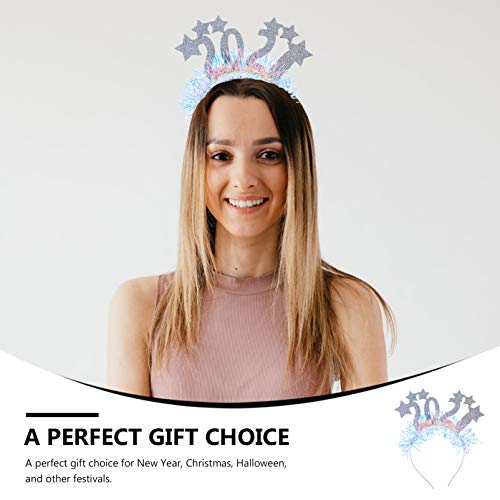 Frycolor 2 faixas de cabeça 2021 com glitter e estrelas, faixas para cabeça de feliz ano novo 2021 p