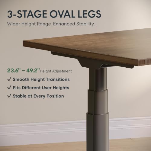Image of FLEXISPOT E6 Pro Large 78 inch x 30 inch Organic Modern Bamboo Standing Desk, Electric Dual Motor 3-Stage Height Adjustable Desk with Oval Legs, Heavy Duty 330lbs, Walnut Bamboo Desktop, Black Frame