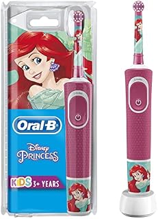Oral-B Kids Prinzessin elektryczna szczoteczka do zębów dla dzieci od 3 lat, mała główka szczoteczki i miękkie włosie, 2 programy czyszczenia w tym Sensitiv, timer, 4 naklejki Disney, różowa