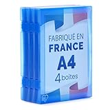 📦 Grande capacité pour vos documents A4 : Ce set de boîtes inclut 4 boîtes (capacité de 150 feuilles A4 chacune) pour ranger jusqu’à 600 feuilles. Idéale comme dossier rangement documents, elle garde vos documents importants organisés et protégés.